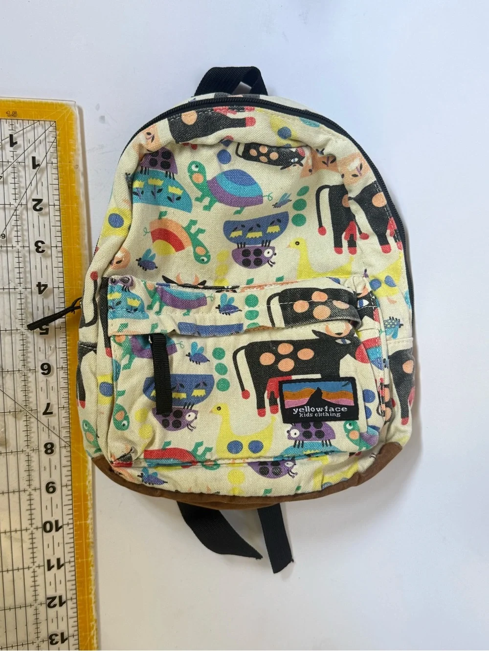 Kids Multicolor Animal Print Backpack - Cream